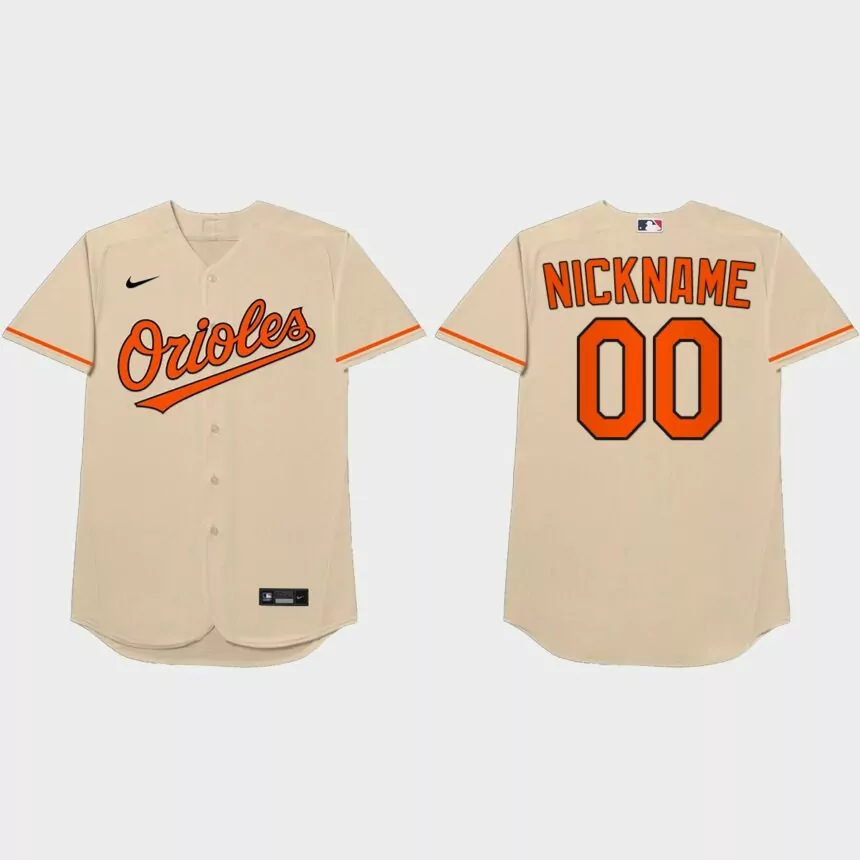 Baltimore Orioles Custom 2021 Players’ Weekend Nickname Jersey – Cream