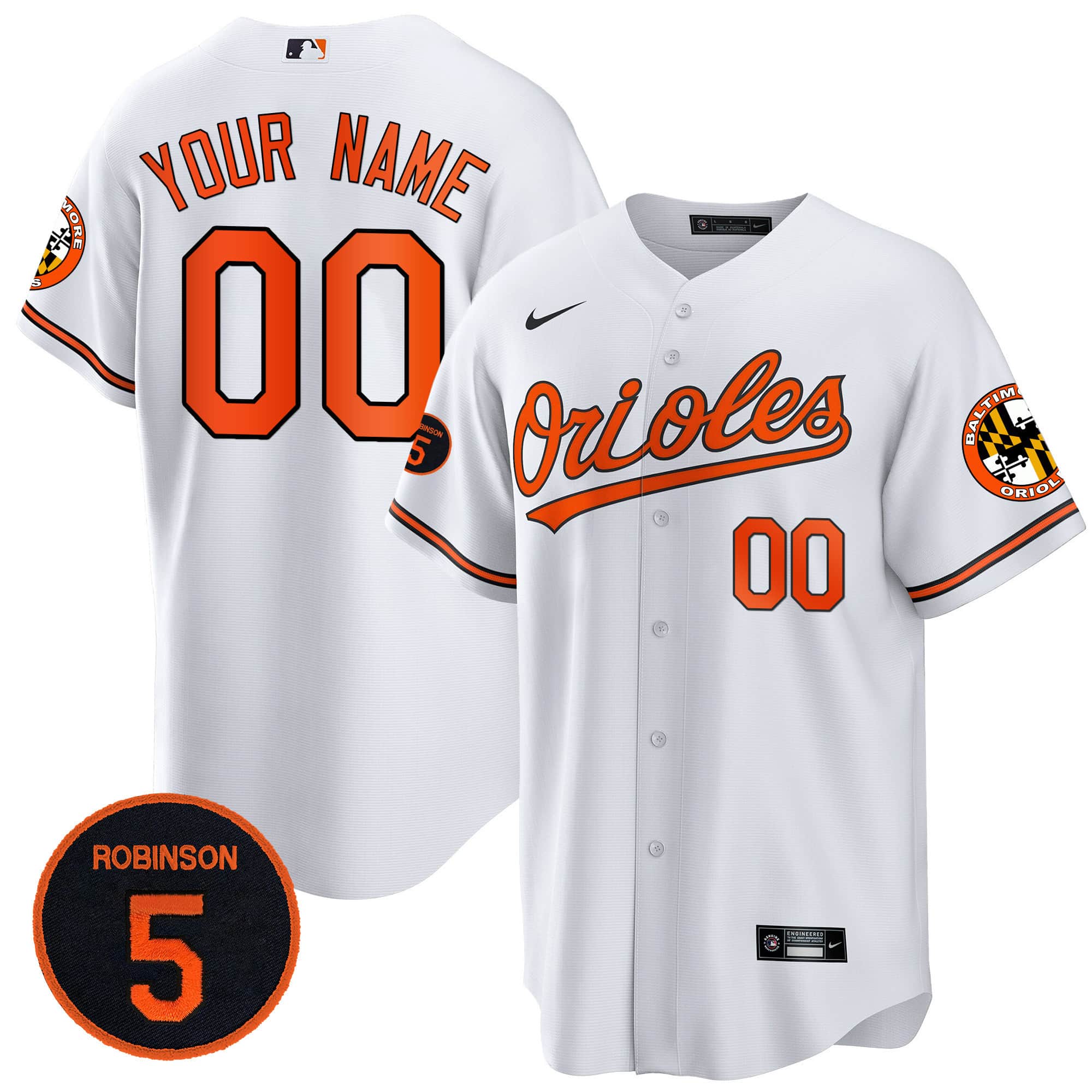Baltimore Orioles Robinson Patch Cool Base Custom Jersey – All   Stitched