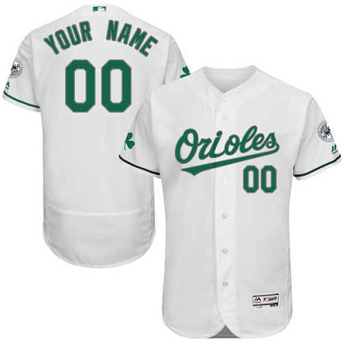 Baltimore Orioles White St. Patrick's Day Men's Flexbase Customized Jersey