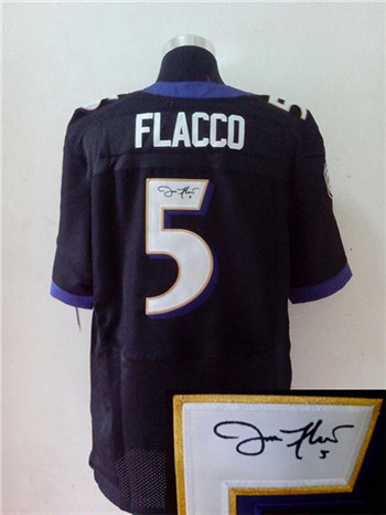 Baltimore Ravens #5 Joe Flacco Black Nik Signed Elite Jersey