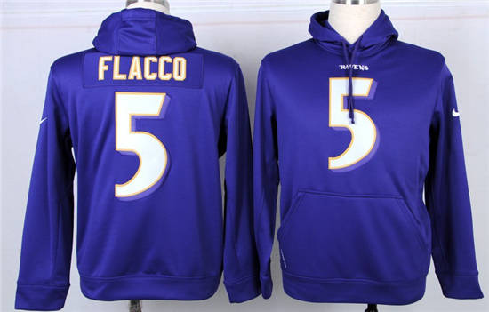 Baltimore Ravens #5 Joe Flacco Nike hoody Purple Stitched Jersey