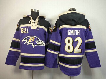 Baltimore Ravens #82 Torrey Smith Purple Sawyer Hooded Sweatshirt Stitched Jersey