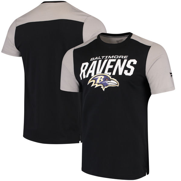 Baltimore Ravens NFL Pro Line By Fanatics Branded Iconic Color Blocked T-Shirt Black Gray