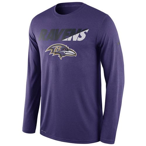 Baltimore Ravens Nike Purple Legend Staff Practice Long Sleeves Performance T-Shirt