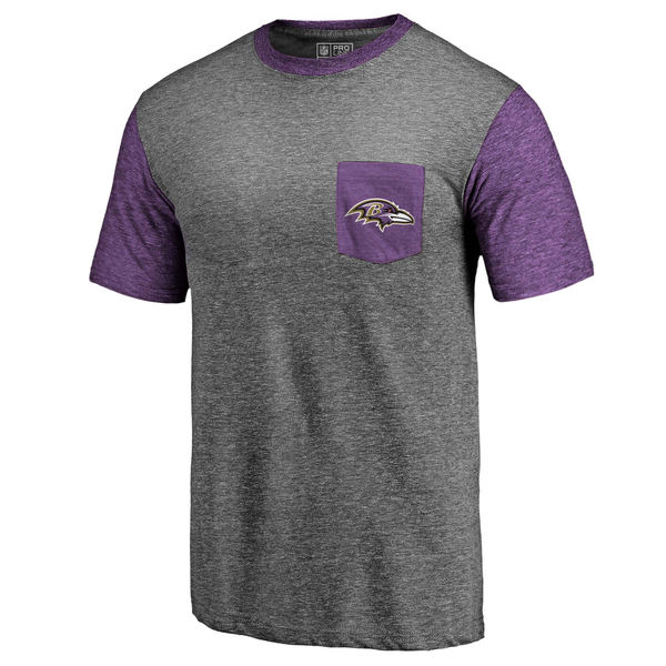 Baltimore Ravens Pro Line By Fanatics Branded Heathered Gray Purple Refresh Pocket T-Shirt