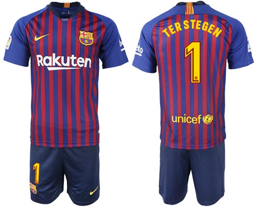 Barcelona #1 Ter Stegen Home Soccer Club Jersey