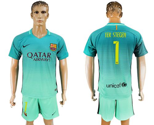 Barcelona #1 Ter Stegen Sec Away Soccer Club Jersey