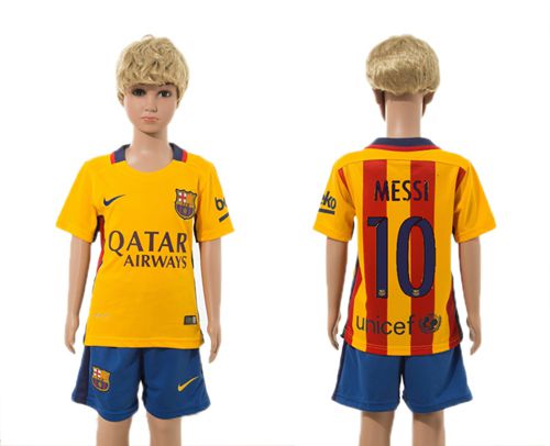 Barcelona #10 Messi Away Kid Soccer Club Jersey