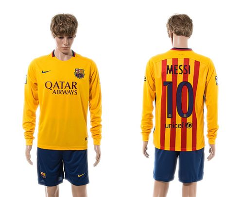 Barcelona #10 Messi Away Long Sleeves Soccer Club Jersey