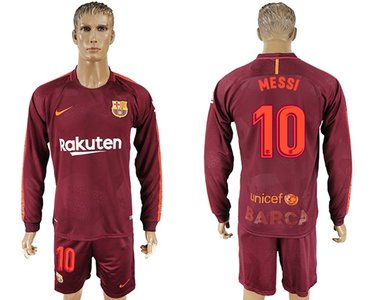 Barcelona #10 Messi Sec Away Long Sleeves Soccer Club Jersey
