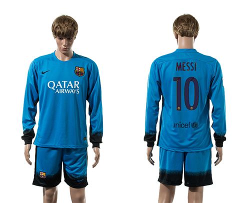 Barcelona #10 Messi Sec Away Long Sleeves Soccer Club Jersey