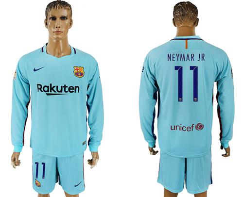 Barcelona #11 Neymar Jr Away Long Sleeves Soccer Club Jersey