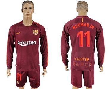 Barcelona #11 Neymar Jr Sec Away Long Sleeves Soccer Club Jersey