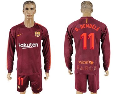 Barcelona #11 O.Dembele Sec Away Long Sleeves Soccer Club Jersey
