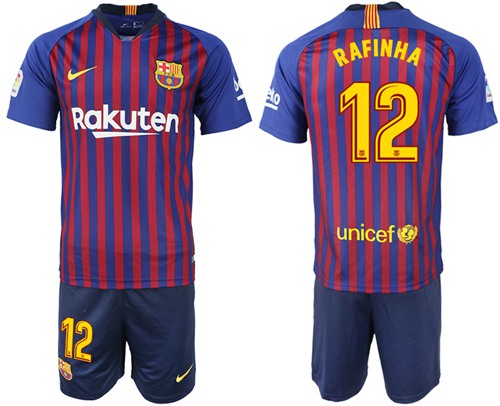 Barcelona #12 Rafinha Home Soccer Club Jersey