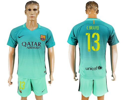 Barcelona #13 C.Bravo Sec Away Soccer Club Jersey