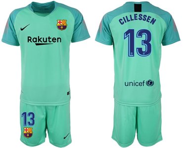 Barcelona #13 Cillessen Green Goalkeeper Soccer Club Jersey