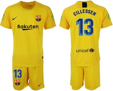 Barcelona #13 Cillessen Yellow Goalkeeper Soccer Club Jersey