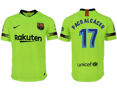 Barcelona #17 Paco Alcacer Away Soccer Club Jersey