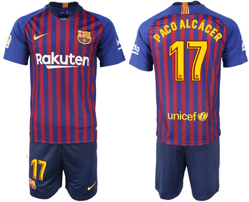 Barcelona #17 Paco Alcacer Home Soccer Club Jersey
