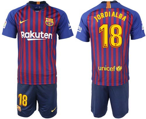 Barcelona #18 Jordi Alba Home Soccer Club Jersey