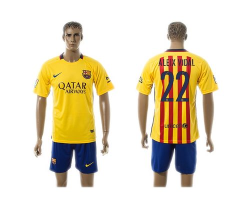 Barcelona #22 Aleix Vidal Away Soccer Club Jersey