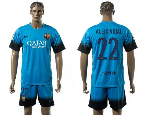 Barcelona #22 Aleix Vidal SEC Away Soccer Club Jersey