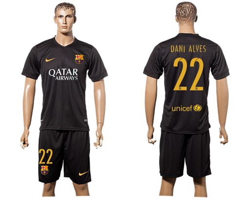 Barcelona #22 Dani Alves Black Soccer Club Jersey