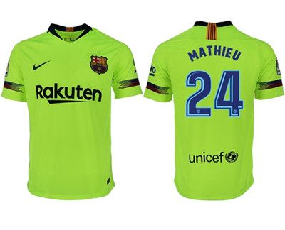 Barcelona #24 Mathieu Away Soccer Club Jersey