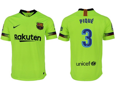 Barcelona #3 Pique Away Soccer Club Jersey