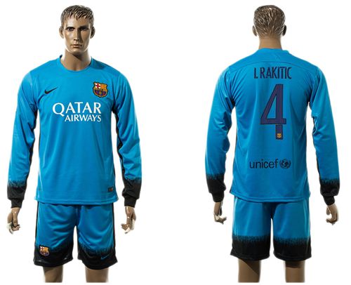 Barcelona #4 I.Rakitic Sec Away Long Sleeves Soccer Club Jersey