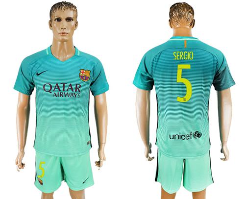 Barcelona #5 Sergio Sec Away Soccer Club Jersey