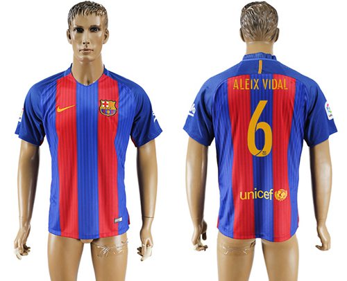 Barcelona #6 Aleix Vidal Home Soccer Club Jersey