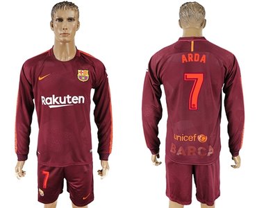 Barcelona #7 Arda Sec Away Long Sleeves Soccer Club Jersey