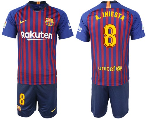 Barcelona #8 A.Iniesta Home Soccer Club Jersey