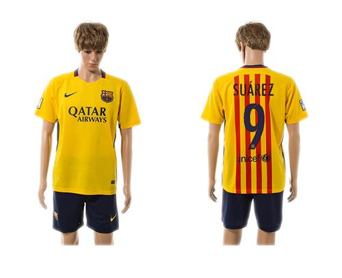 Barcelona #9 Suarez Away Soccer Club Jersey