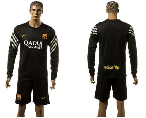 Barcelona Blank Black Goalkeeper Long Sleeves Soccer Club Jersey