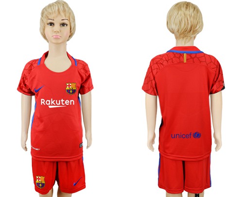 Barcelona Blank Red Goalkeeper Kid Soccer Club Jersey