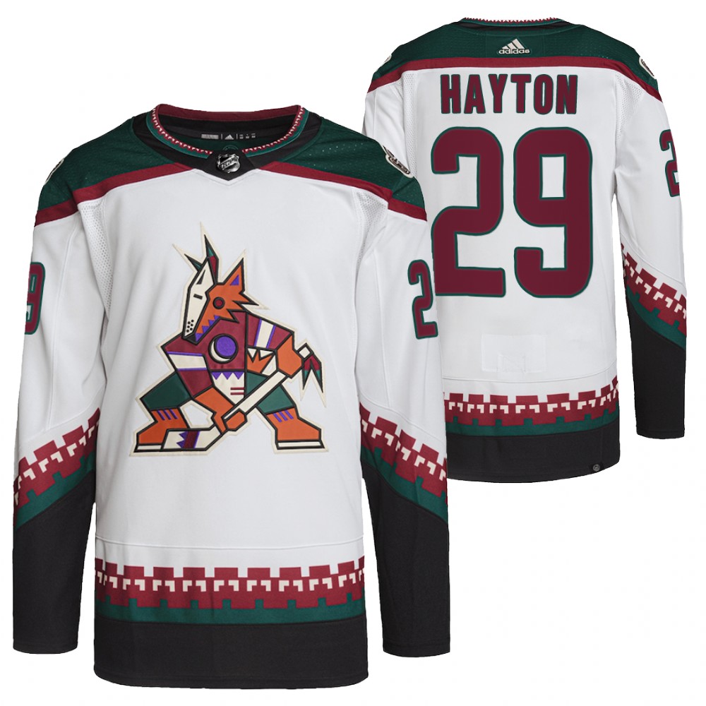 Barrett Hayton Arizona Coyotes White Away Primegreen Authentic Pro Jersey