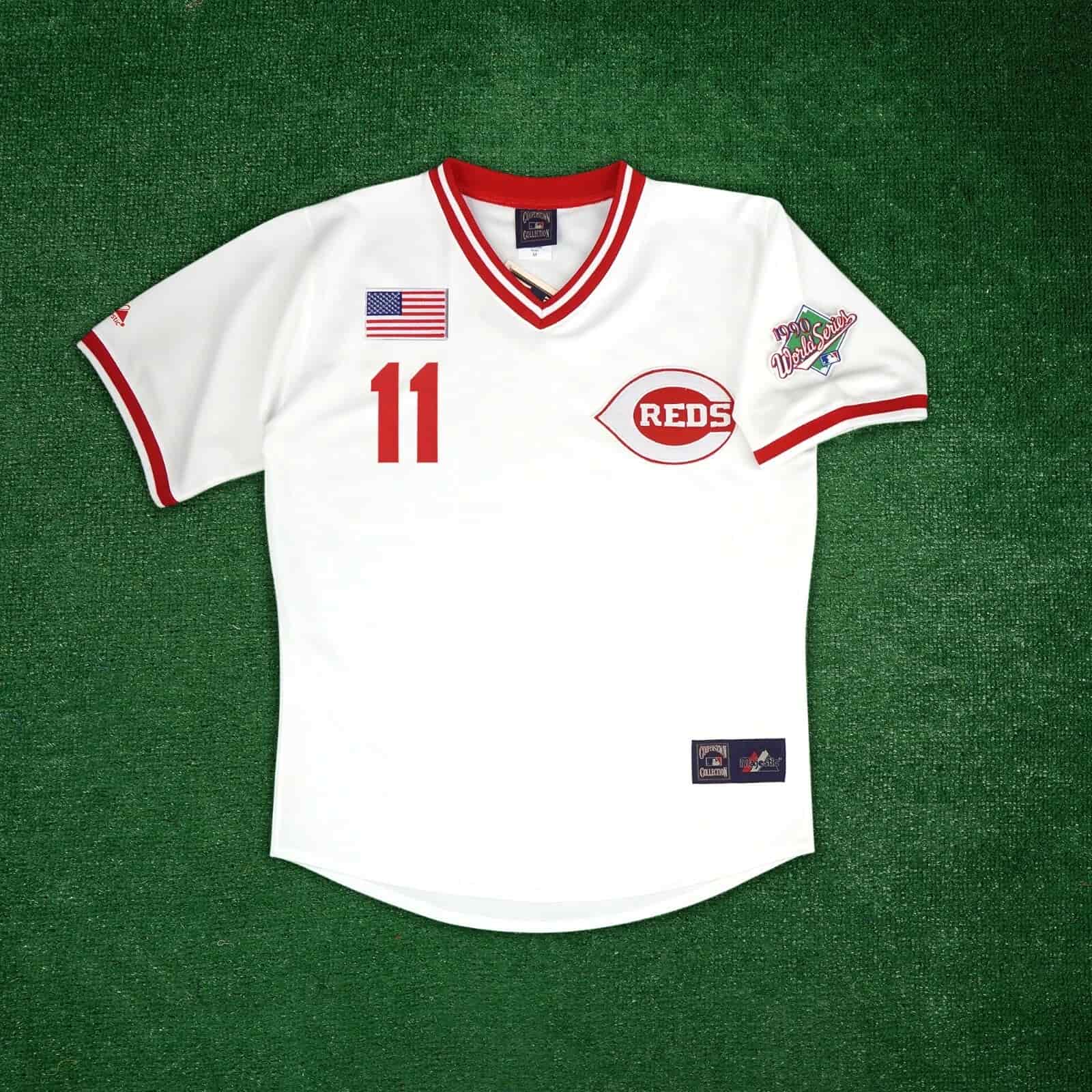 Barry Larkin 1990 Cincinnati Reds World Series Men's Home Cooperstown Jersey