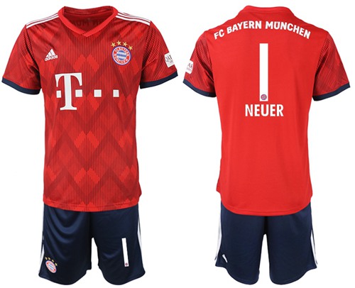 Bayern Munchen #1 Neuer Home Soccer Club Jersey