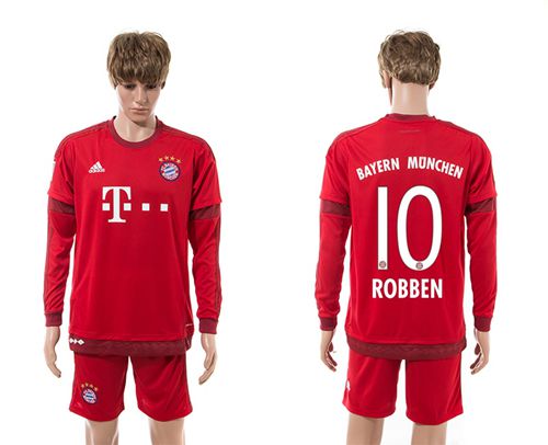 Bayern Munchen #10 Robben Home Long Sleeves Soccer Club Jersey