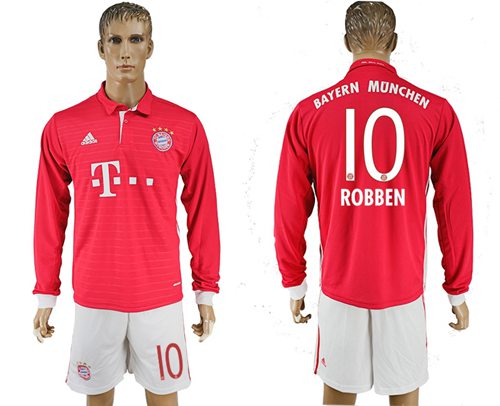 Bayern Munchen #10 Robben Home Long Sleeves Soccer Club Jersey