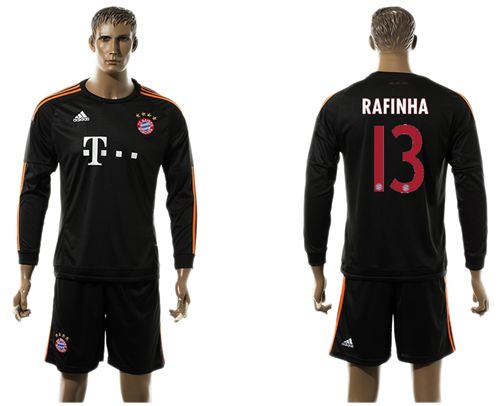 Bayern Munchen #13 Rafinha Black Long Sleeves Soccer Club Jersey