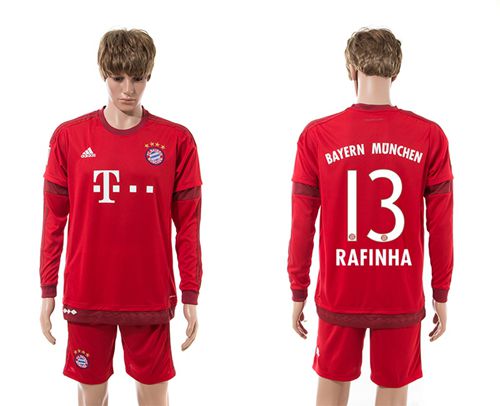 Bayern Munchen #13 Rafinha Home Long Sleeves Soccer Club Jersey