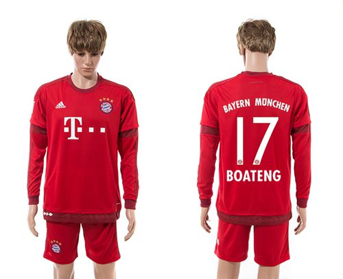 Bayern Munchen #17 Boateng Home Long Sleeves Soccer Club Jersey