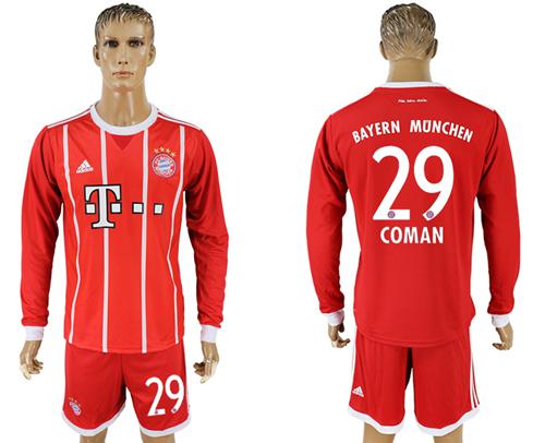 Bayern Munchen #29 Coman Home Long Sleeves Soccer Club Jersey