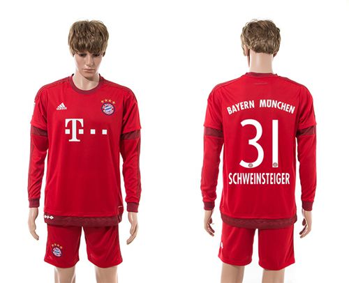 Bayern Munchen #31 Schweinsteiger Home Long Sleeves Soccer Club Jersey