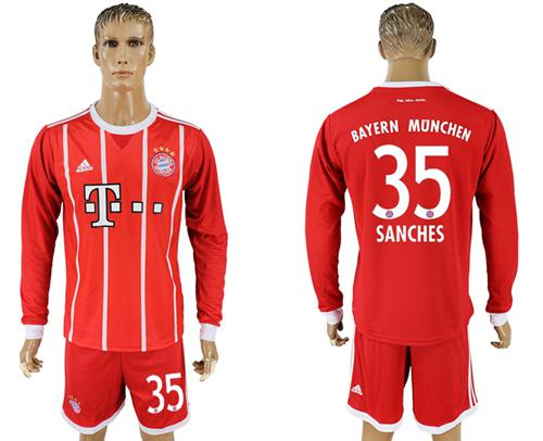 Bayern Munchen #35 Sanches Home Long Sleeves Soccer Club Jersey