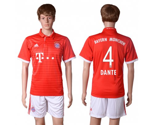 Bayern Munchen #4 Dante Home Soccer Club Jersey